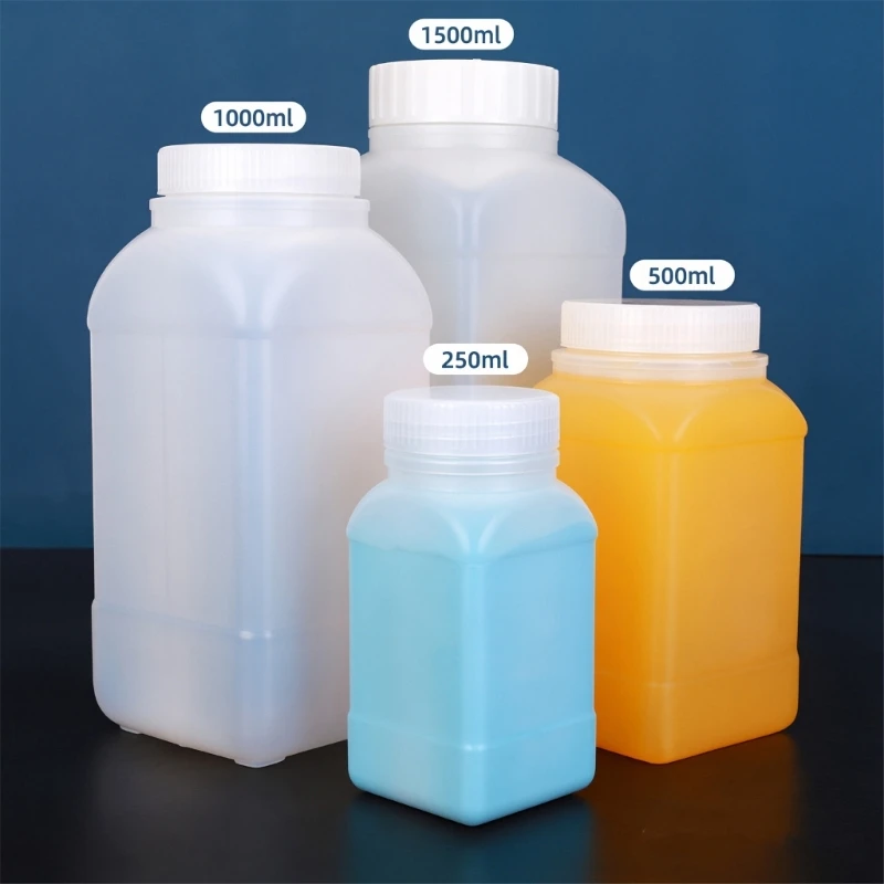 Botellas HDPE cuadradas con tapa de rosca apertura ancha para polvos - imagen 2