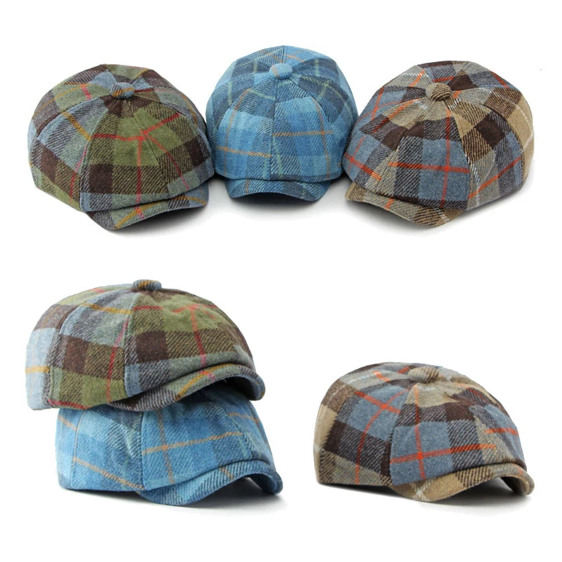 Gorra flat cap de cuadros octogonal estilo detective - imagen 4