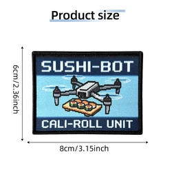Parche táctico Pixel Art piloto de dron sushi, gancho y bucle