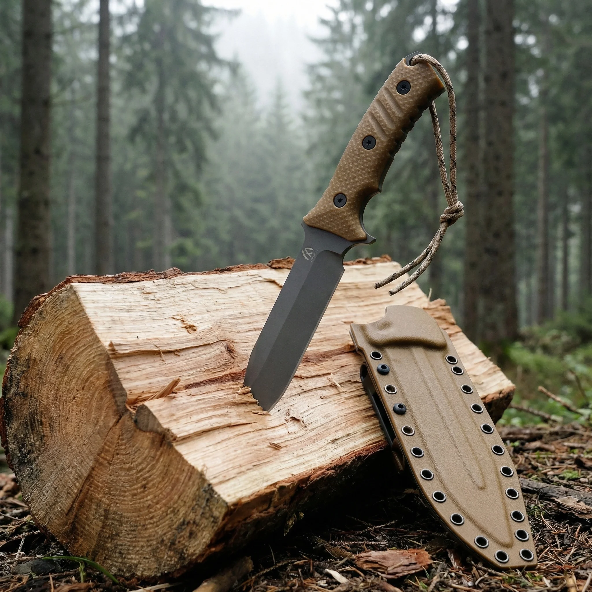 Cuchillo de hoja fija táctico con funda para outdoor y supervivencia