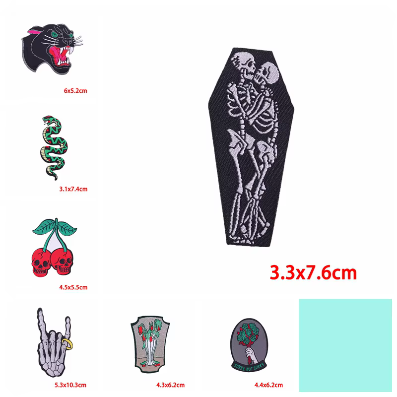 Parche bordado calavera – Termoadhesivo para coser o planchar - imagen 5