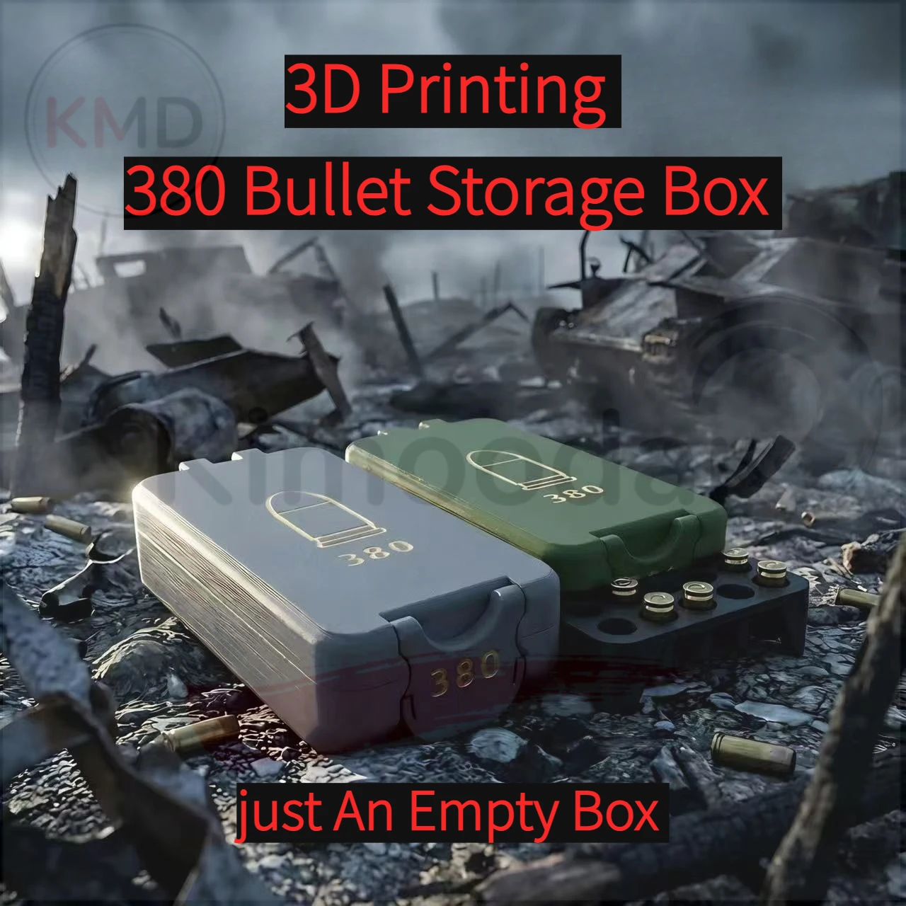 Caja vacía para munición calibre .380 impresa en 3D