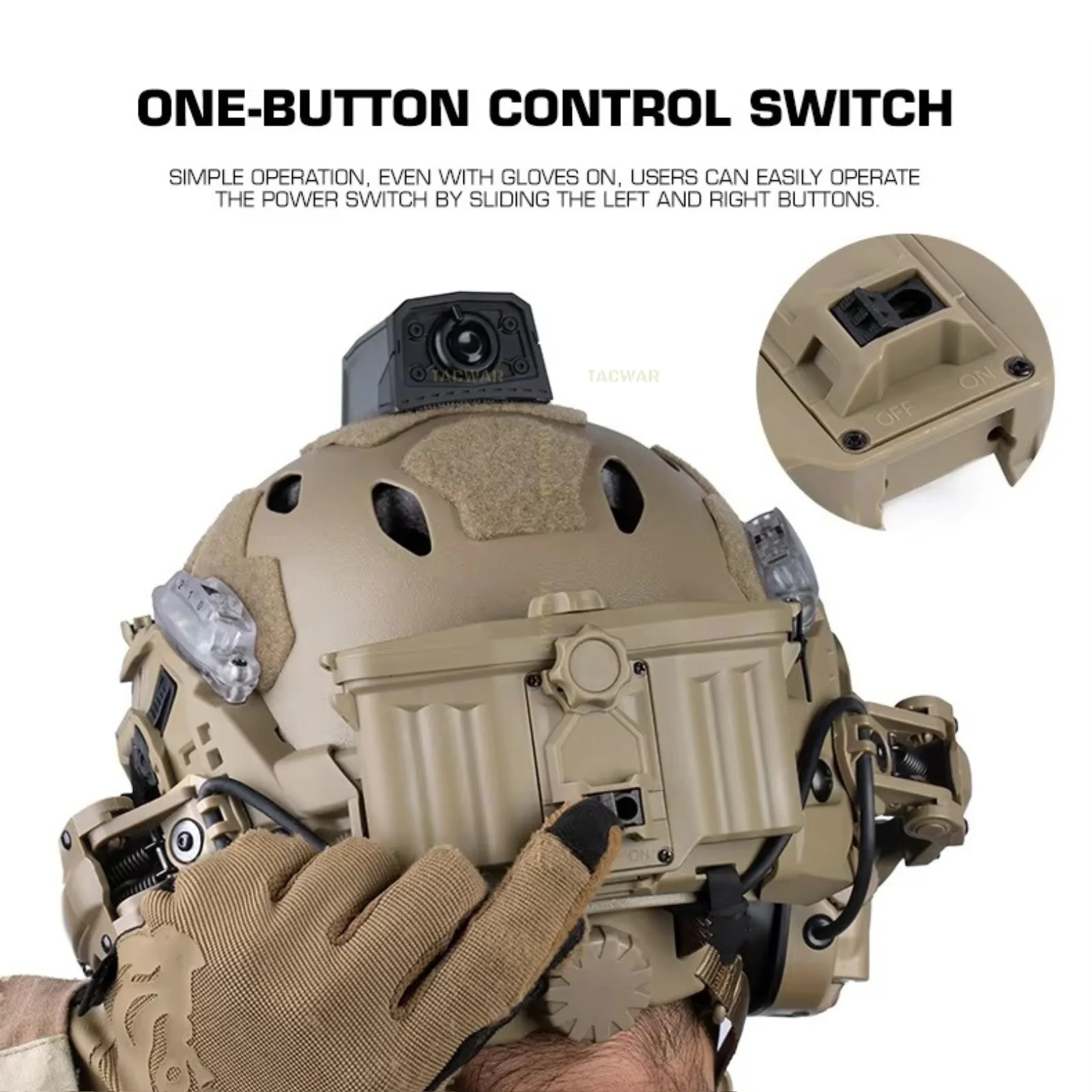 Caja batería modular Airsoft con riel arco para casco táctico - imagen 5
