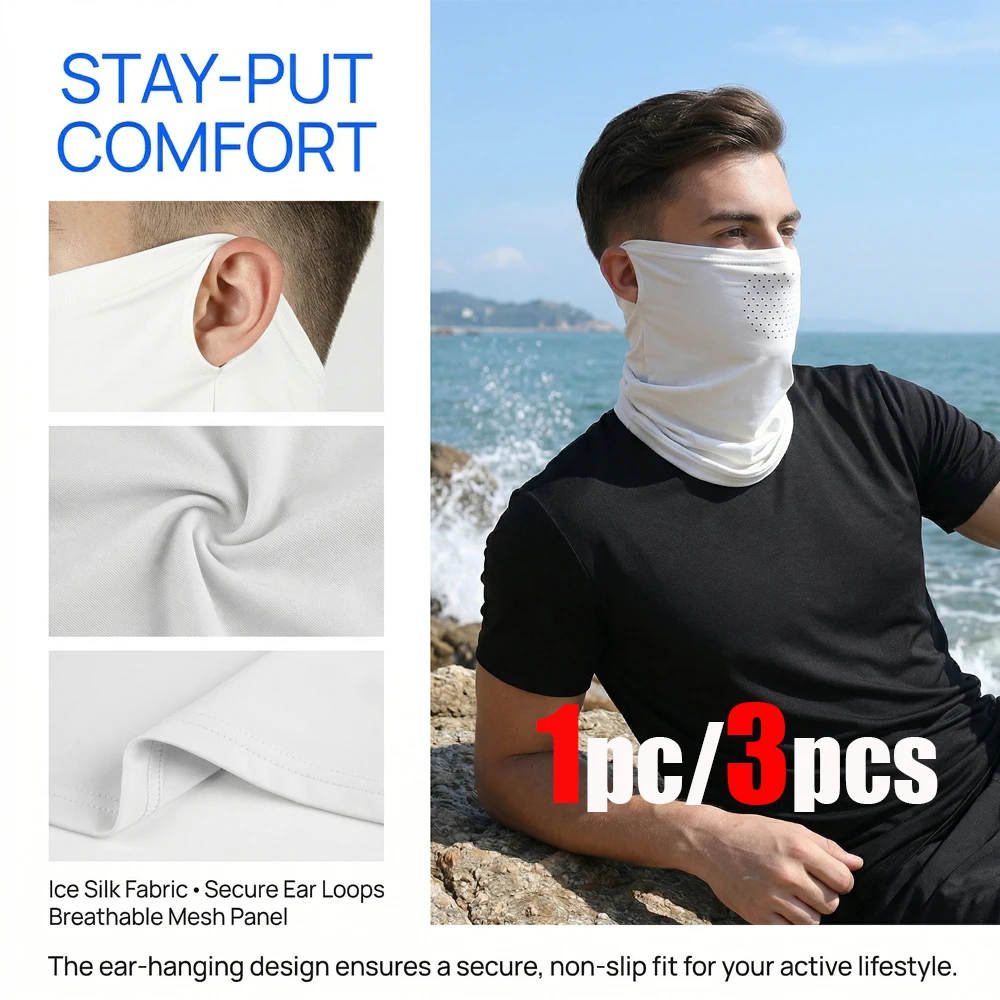 Mascarilla de media cara seda helada transpirable elástica UV
