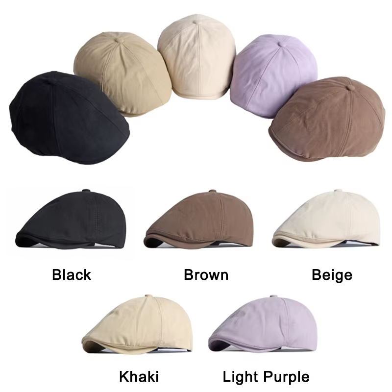 Gorra newsboy octogonal de detective plana ajustable color sólido - imagen 3