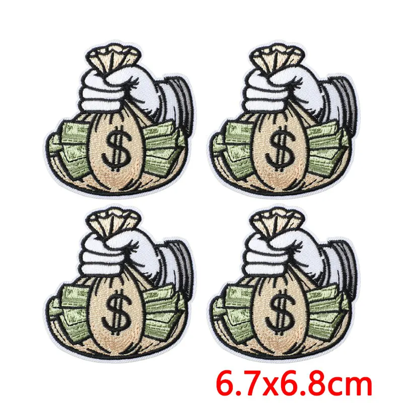 Parche bordado termoadhesivo americano retro billetes – DIY - imagen 2