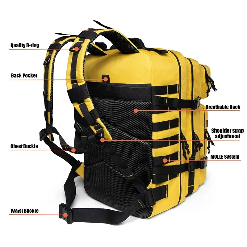 Mochila táctica militar 45L MOLLE ripstopsenderismo supervivencia exterior - imagen 3