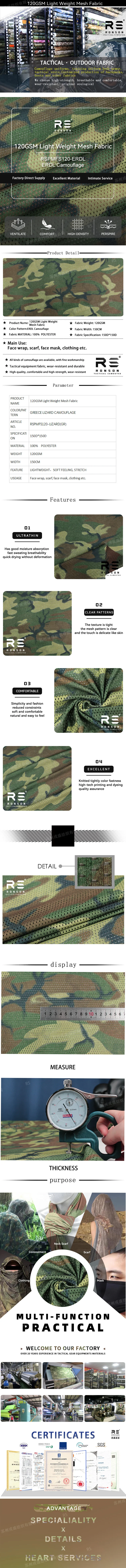 Detalle de la tela de camuflaje US ERDL Woodland de malla impresa doble cara