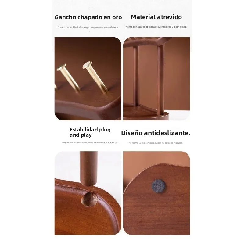 Zapatero de entrada con colgador madera maciza y bandeja antimoho - imagen 2