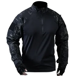 Camisa táctica manga larga multicam negro con cremallera frontal