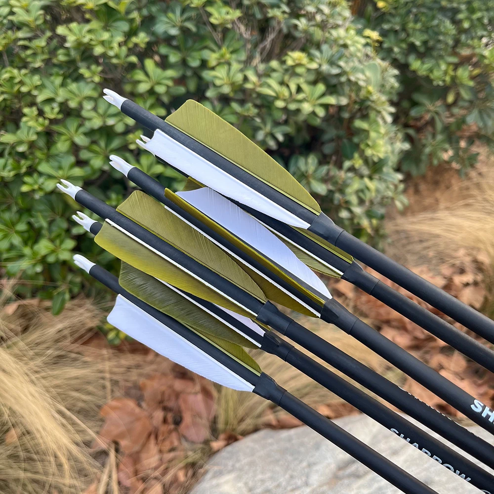 Flechas de carbono con plumas auténticas para caza y tiro - imagen 5