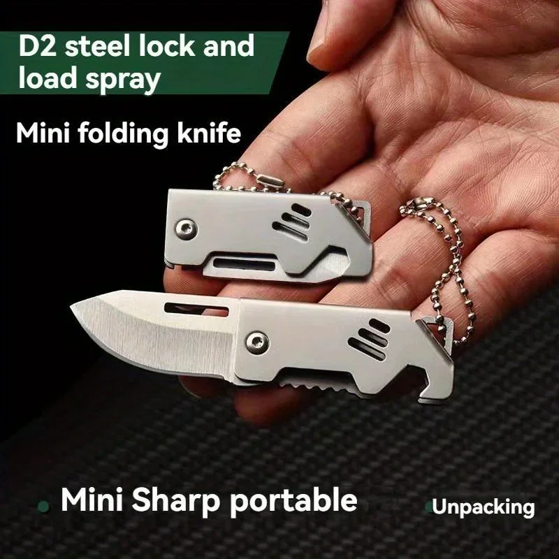 Cuchillo plegable EDC acero D2 con cadena portaLlaves - imagen 5