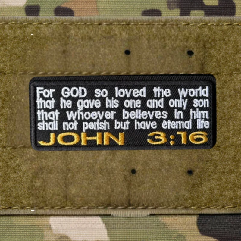 Parche bordado Juan 3:16 con velcro para chaleco táctico militar - imagen 4