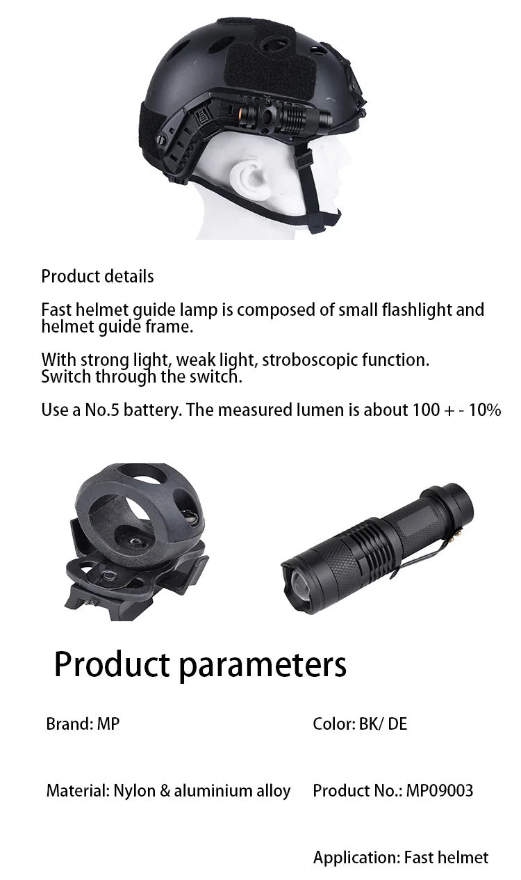 Vista frontal de la WADSN linterna táctica Scout