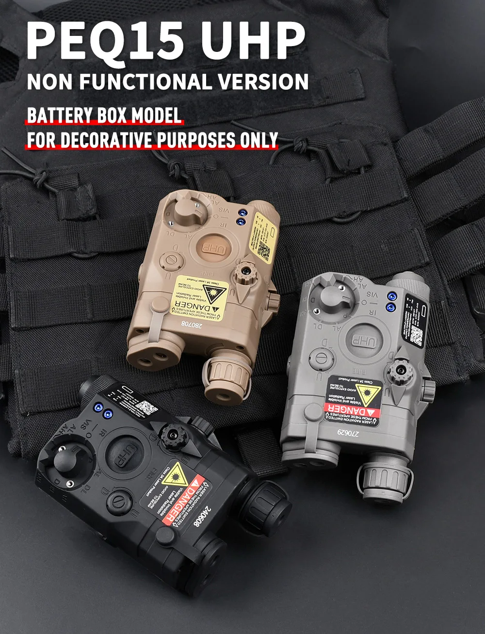 Vista del estuche protector simulado PEQ-15