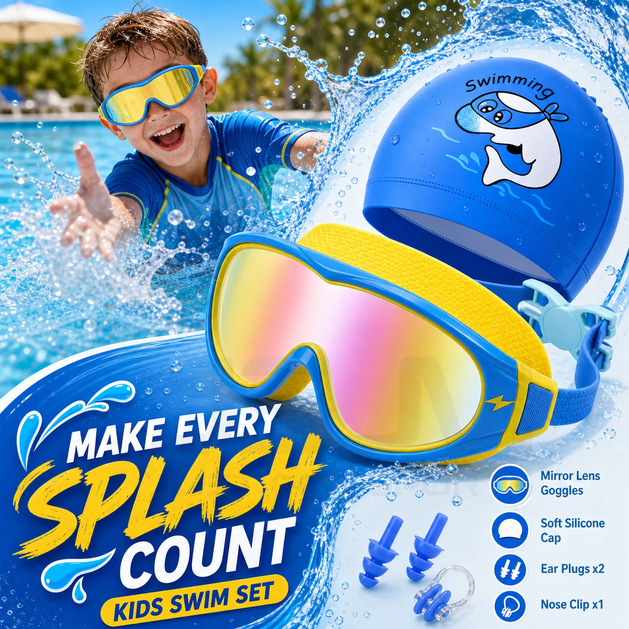 JSJM Gafas de natación infantiles antivaho con protección UV - imagen 5