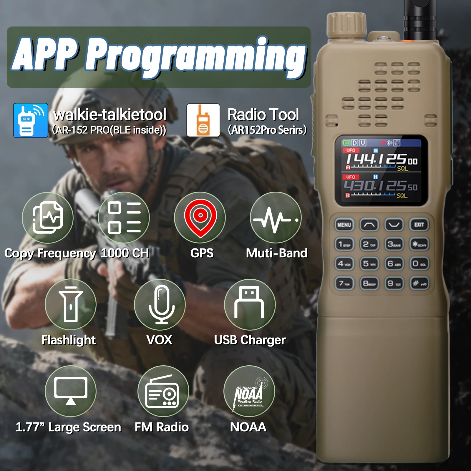 BAOFENG AR-152 PRO transceptor VHF/UHF con GPS para vehículo