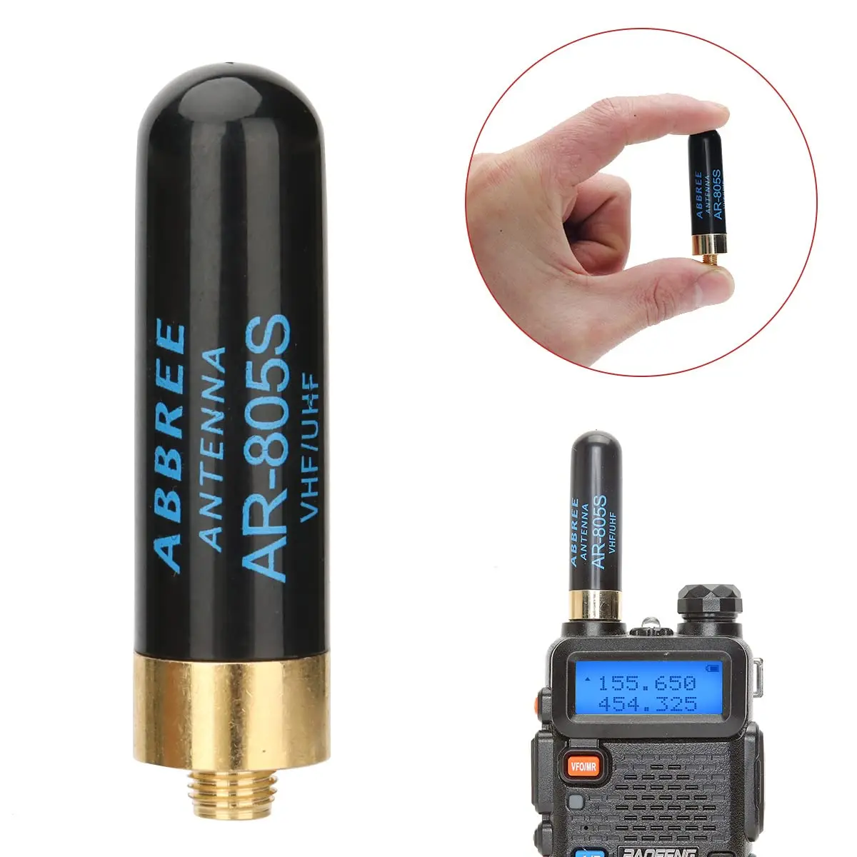 Antena ABBREE AR-805S conectada a radio