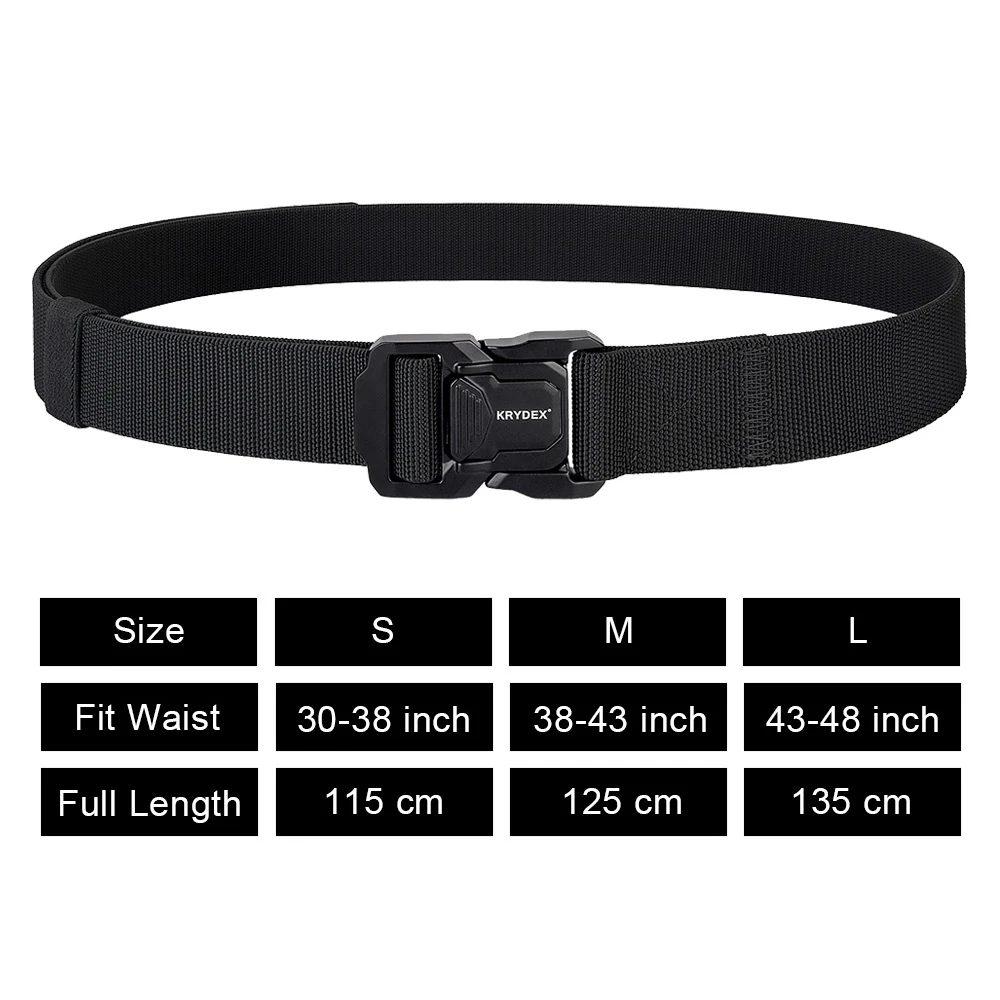Cinturón táctico KRYDEX nylon elástico con hebilla liberación rápida