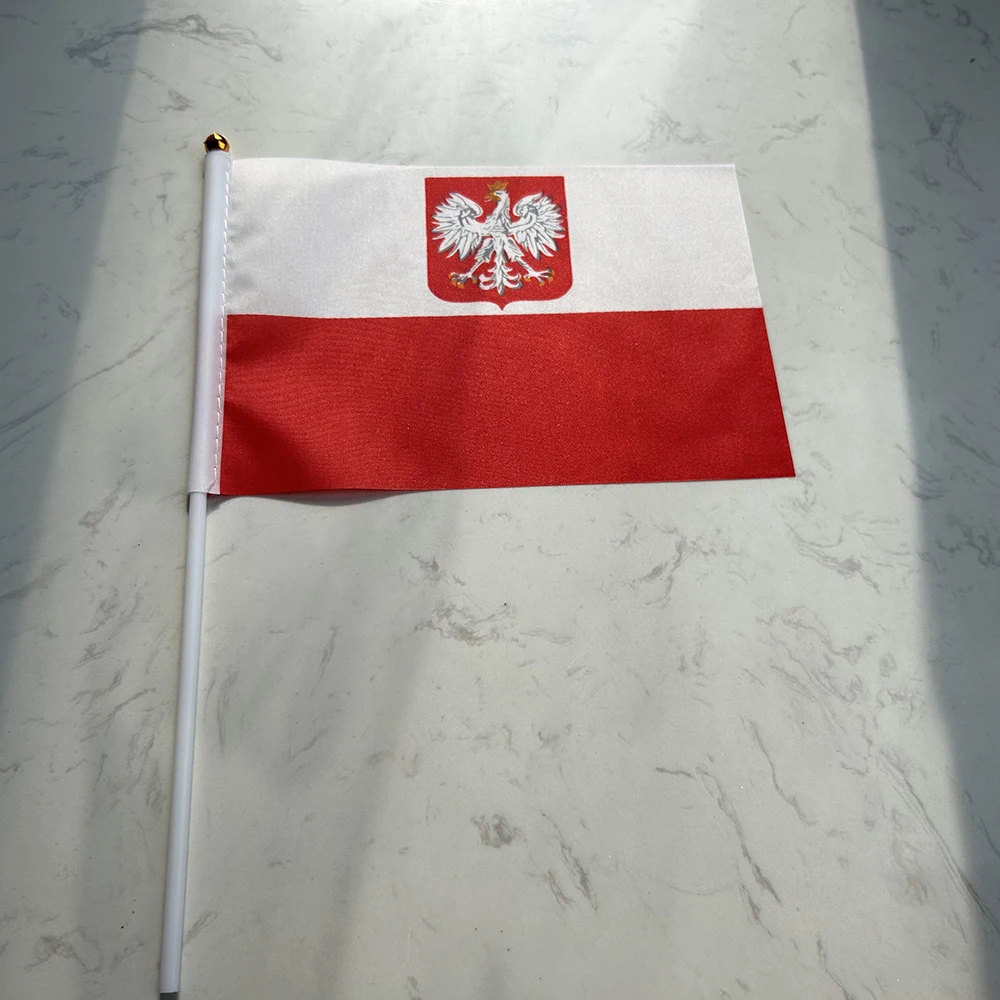 Bandera de Polonia águila poliéster con asta plástica