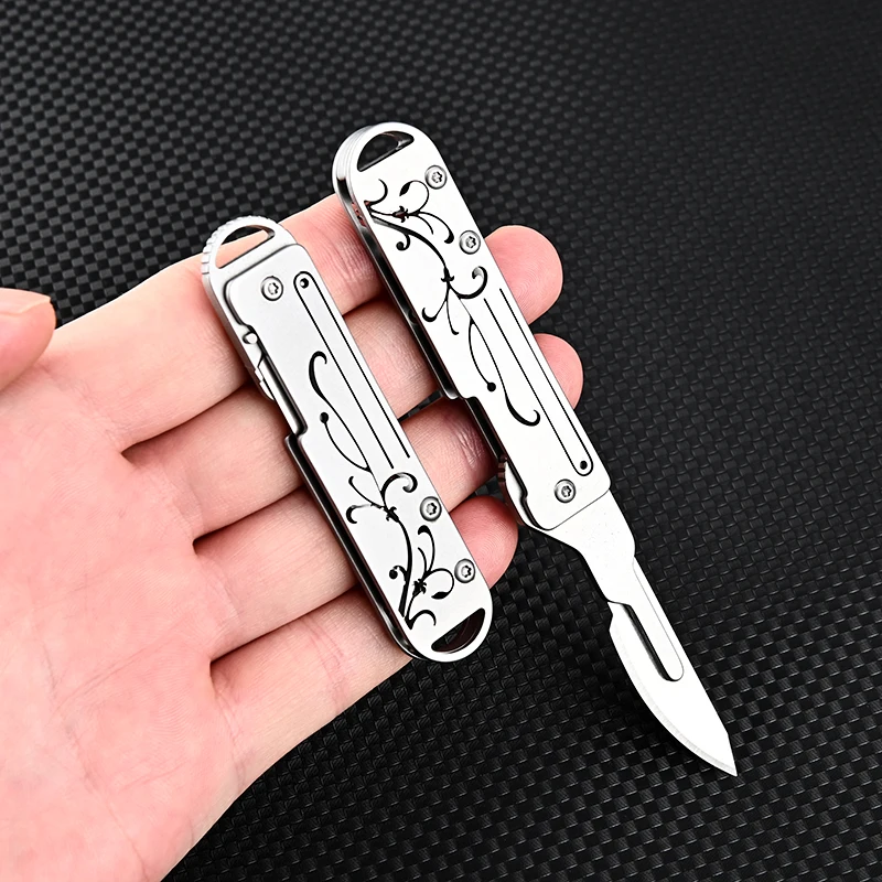 Mini cuchillo cortador papel orquídeas Chinoiserie llavero portátil - imagen 5