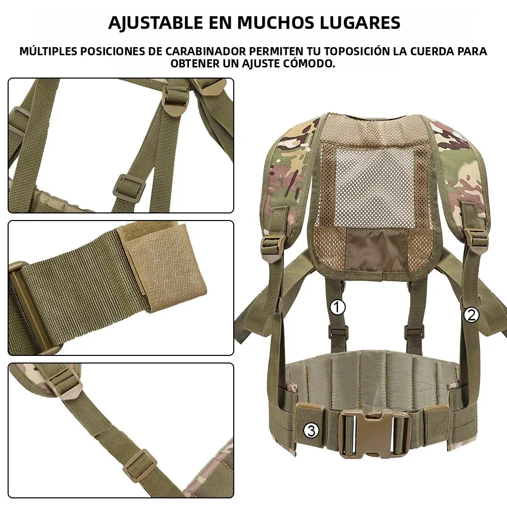 Chaleco táctico MOLLE con cinturón H acolchado Airsoft caza