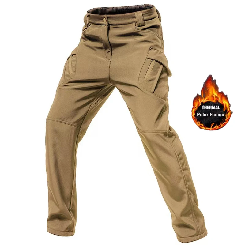 Pantalones tácticos softshell impermeables invierno cargo senderismo - imagen 3