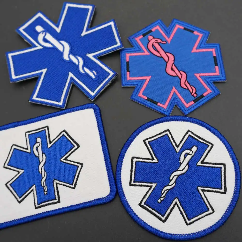 Parche bordado Estrella de la Vida emergencias médicas con gancho - imagen 5