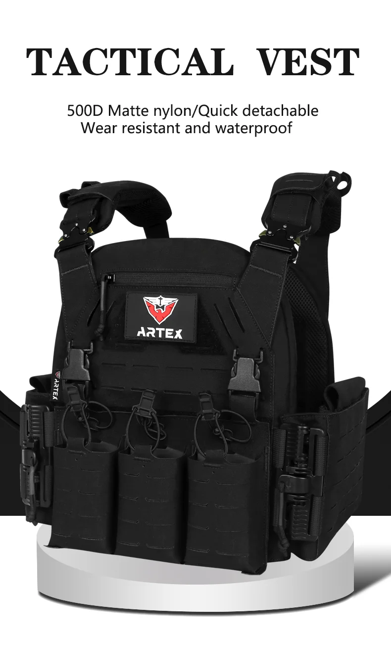 Chaleco táctico ligero con sistema Molle y portaplacas