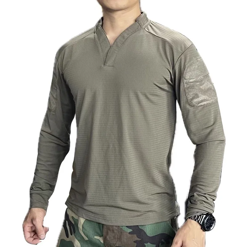 Camiseta táctica manga larga secado rápido RG verde transpirable - imagen 2