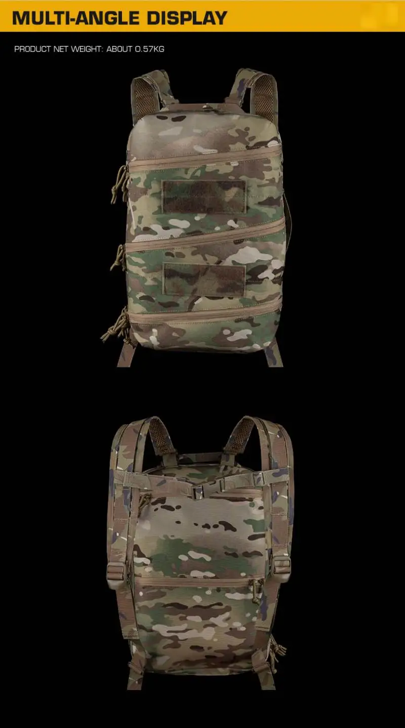 Sección de la mochila preparada para equipo de primeros auxilios