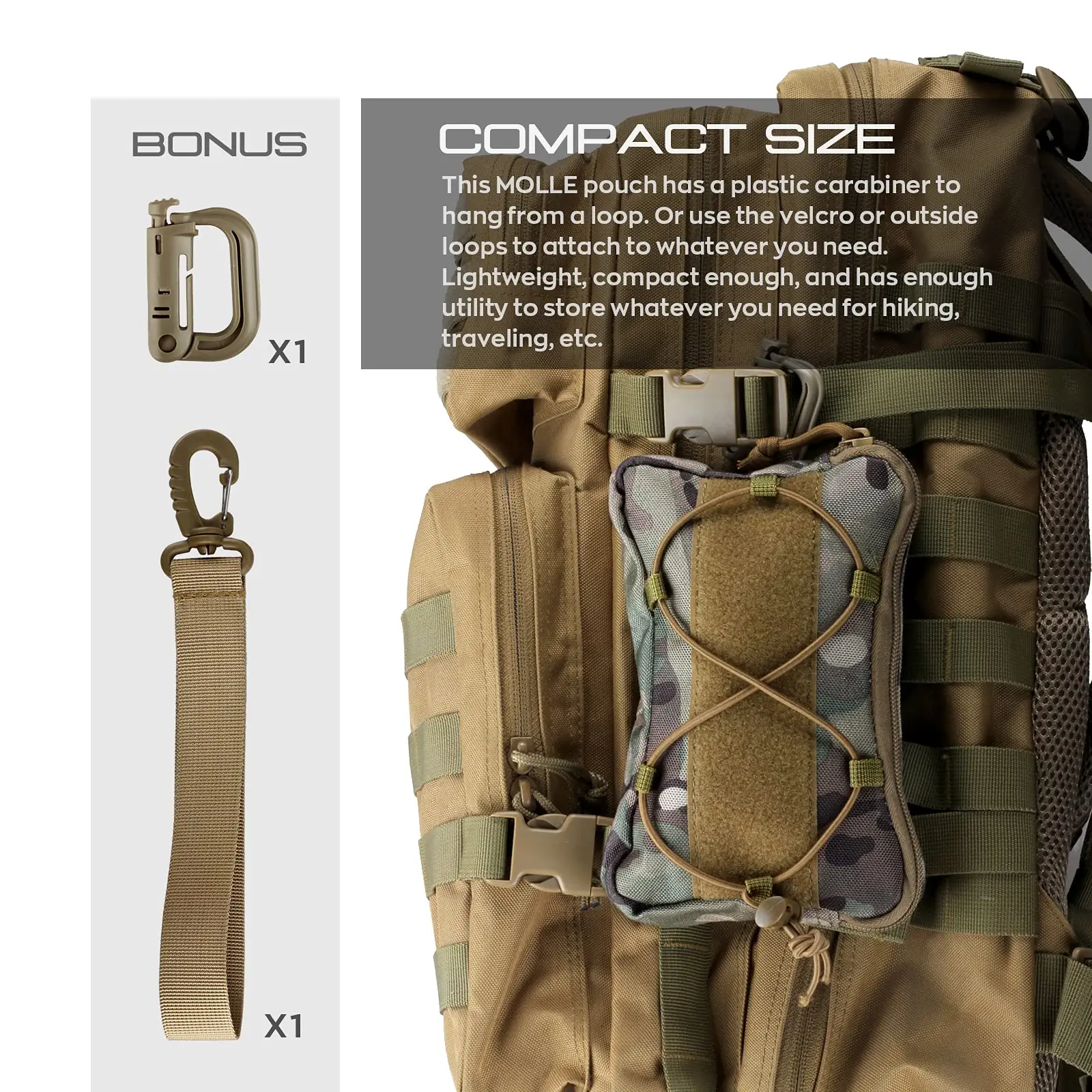 Bolsa táctica MOLLE lateral K9 para arnés canino, alforja hueso - imagen 3