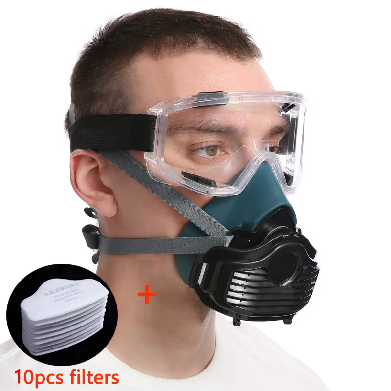 Respirador antipolvo silicona con filtros para pintura y aerosoles