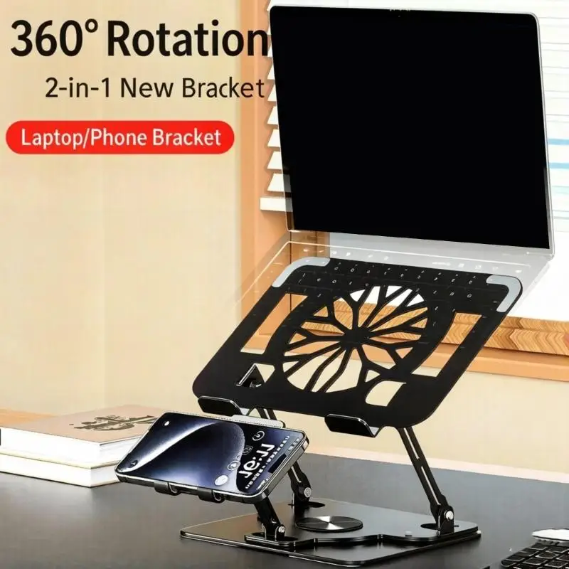 Soporte para portátil plegable giratorio 360° con base móvil - imagen 3