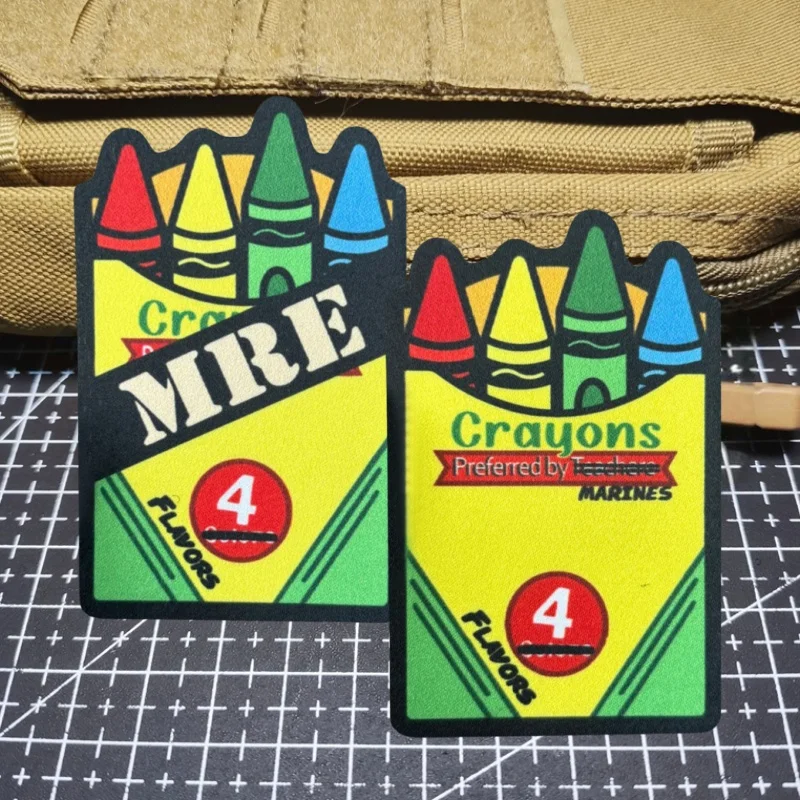 Parche táctico de tela con gancho y bucle estampado crayones DIY - imagen 2