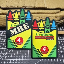 Parche táctico de tela con gancho y bucle estampado crayones DIY
