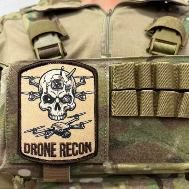 Parche táctico impreso dron de reconocimiento con velcro para mochila - imagen 4