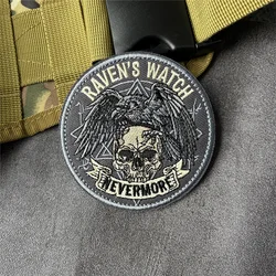 Parche táctico bordado cuervo esqueleto RAVEN'S WATCH NEVERMORE