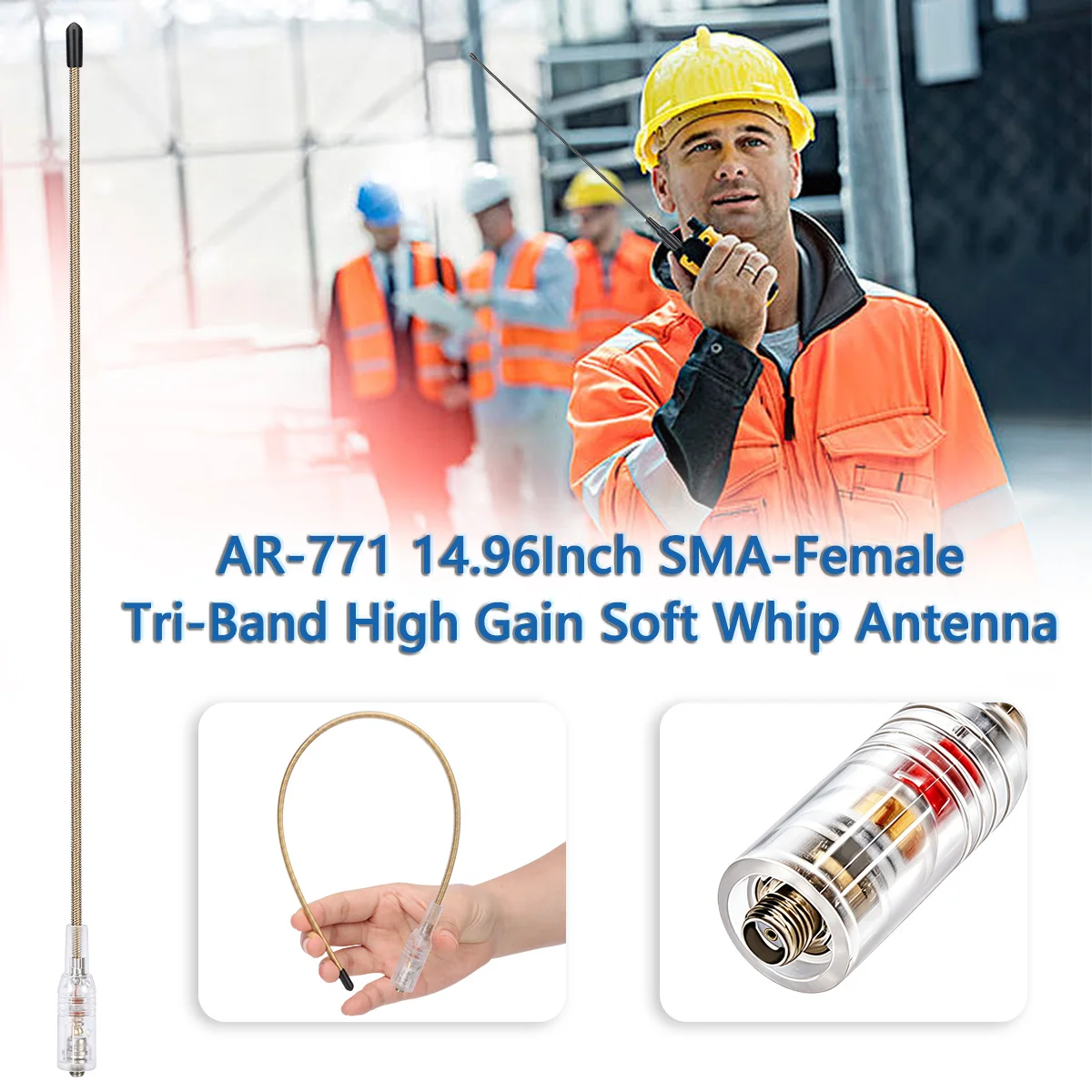 Antena de repuesto para walkie talkie ABBREE SMA hembra alta ganancia - imagen 3