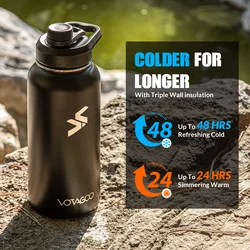 VOTAGOO Botella táctica de acero inoxidable aislada con tapa Chug Cap
