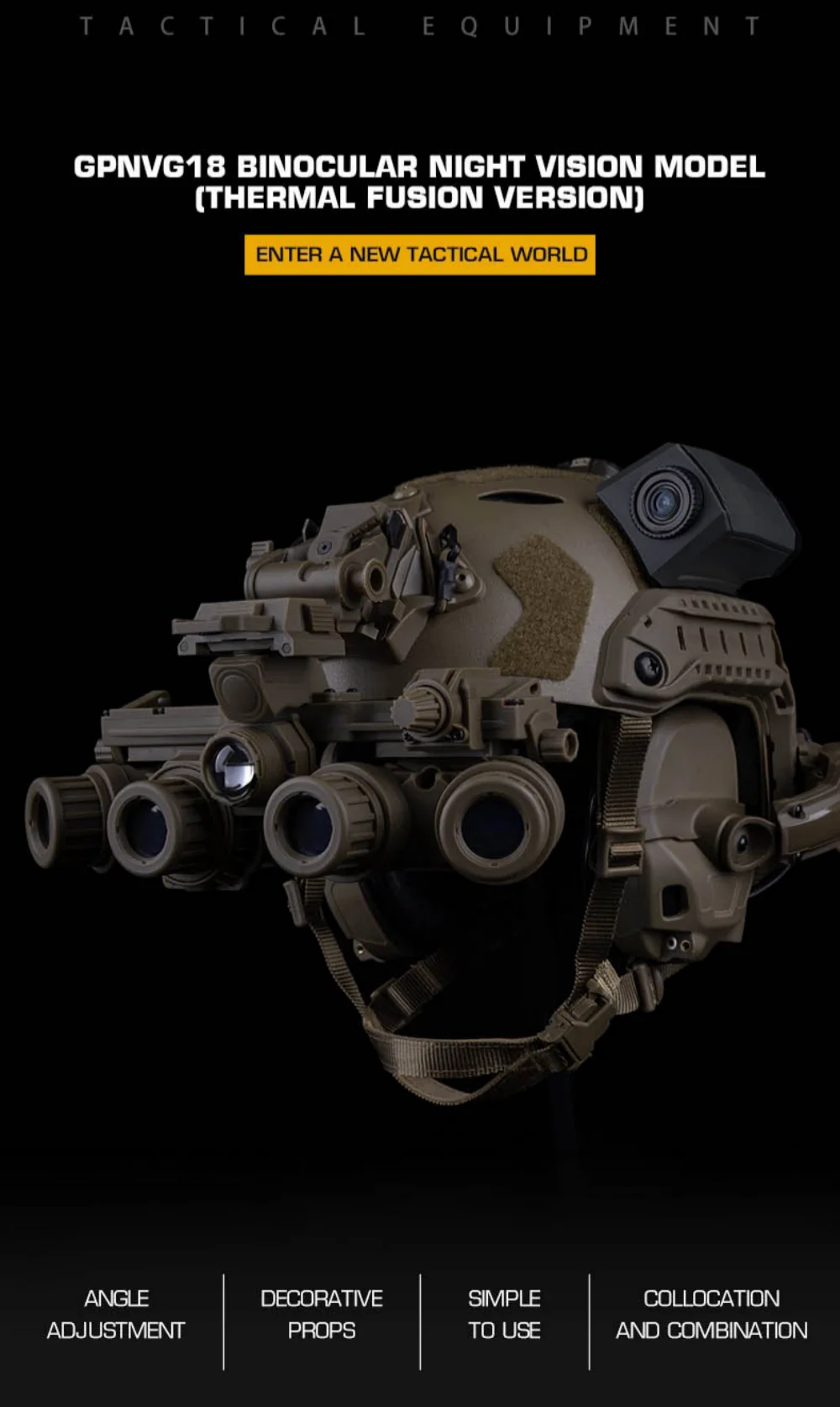 Detalle de las gafas binoculares estilo NVG