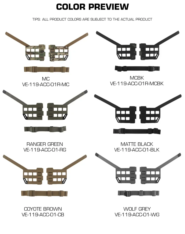 Variante de color Coyote Brown del kit MOLLE para chaleco