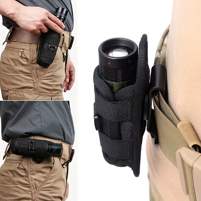 Bolsa para linterna táctica para cinturón - funda giratoria 360 grados