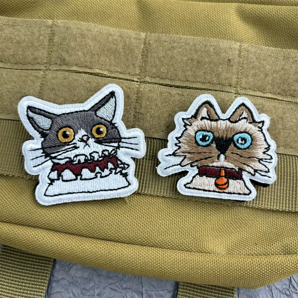 Parche bordado de gato Halloween – Gancho y bucle para ropa y mochila - imagen 2