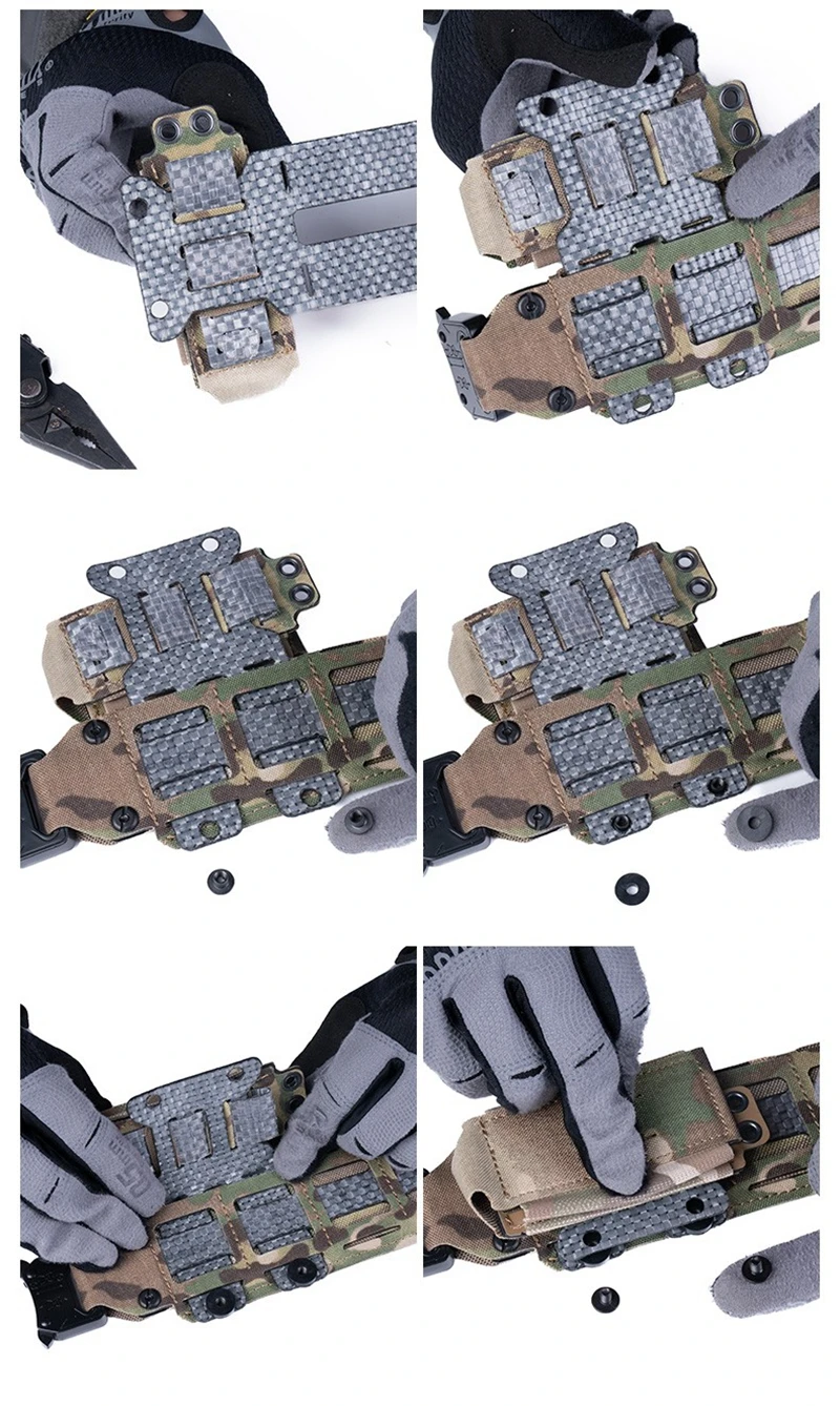 Adaptador MOLLE con funda de cargador instalada en posición horizontal