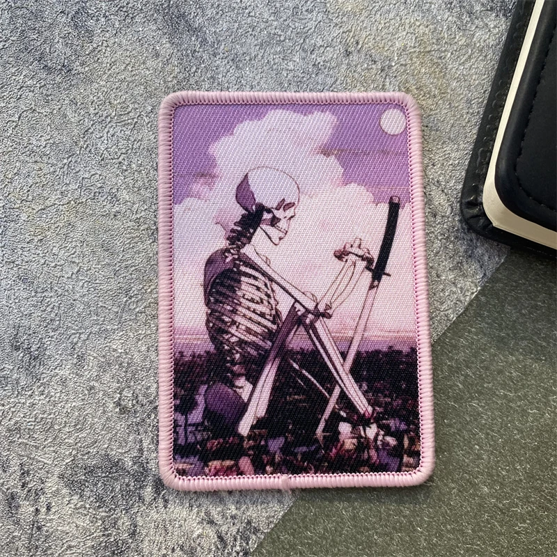 Parche táctico Skeleton Loto rosa brazalete gancho y bucle MOLLE - imagen 4