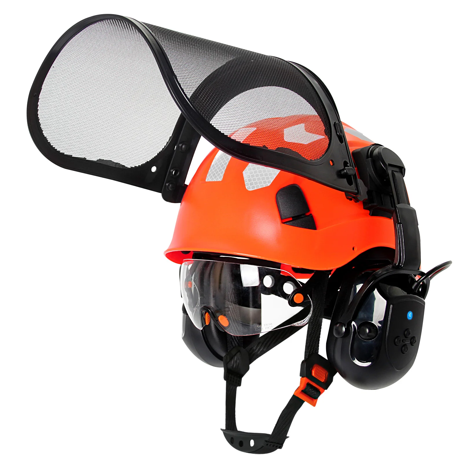 Casco de seguridad forestal CE Bluetooth 5.0 con orejeras y malla - imagen 5