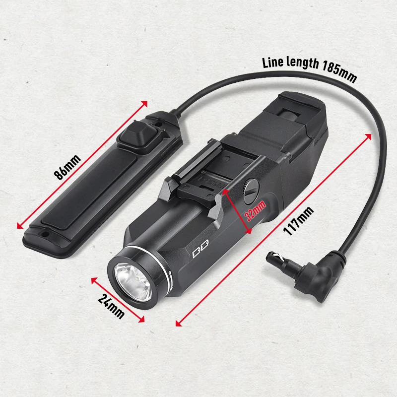 Linterna táctica metálica blanca LED compatible riel Picatinny - imagen 2