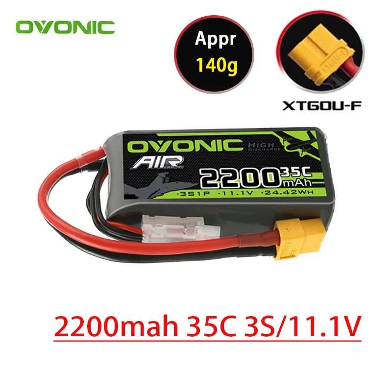 OVONIC Batería LiPo 3S 11.1V 2200mAh 35C XT60 drone FPV - imagen 4