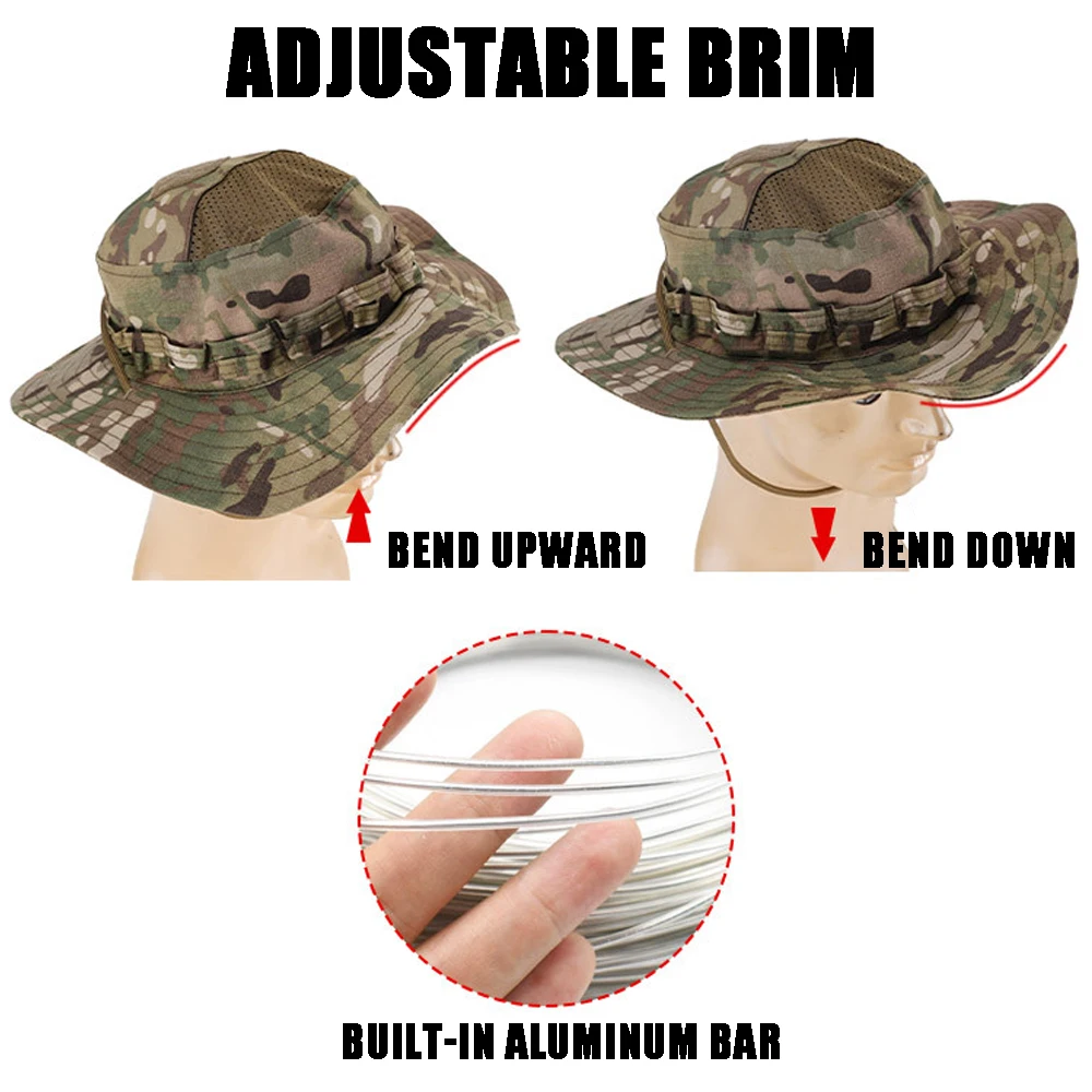 Sombrero táctico boonie de ala ancha con protección UV para exterior - imagen 2
